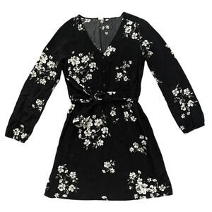 GAP Mini Floral Black Elastic Waist Dress Size S